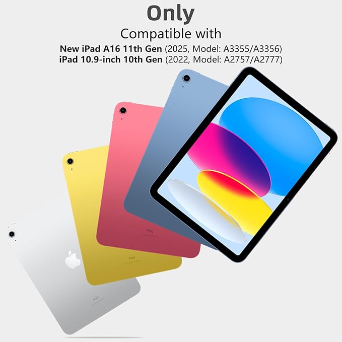 for iPad A16 11th Generation/10th Generation Case with Keyboard,Touch Keyboard for iPad 11" /10th Gen 10.9 inch 2022-10 Color Backlight, 360° Rotatable Protective Cover (Titanium Gold Grey)