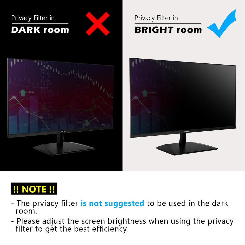 FILMEXT [2023 Upgrade 27 Inch Removable Privacy Screen Filter for 16:9 All-in-One Desktop/Frameless Computer Monitor, Bubble Free Anti Spy Blue Light Filter for Computer
