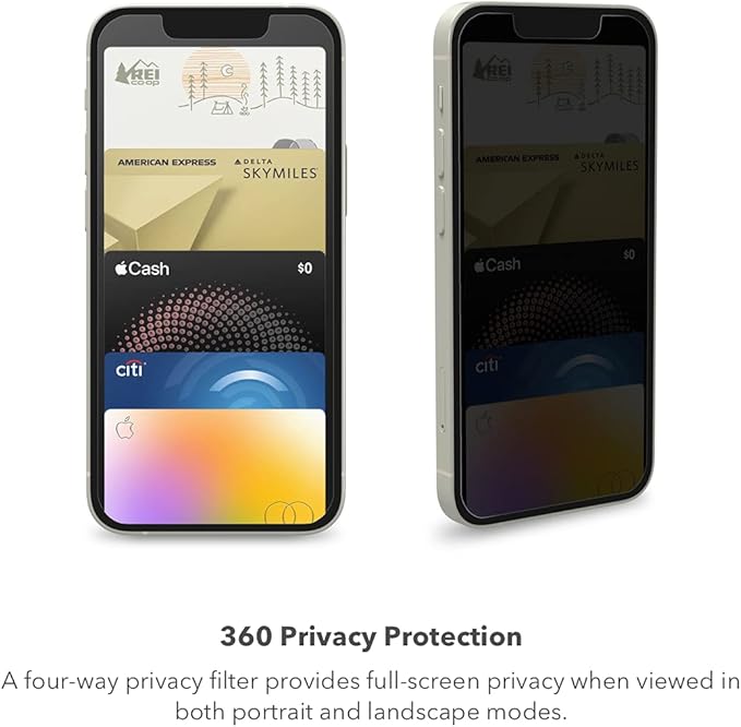 ZAGG InvisibleShield Glass Elite Privacy 360 Screen Protector for Apple 16e/ 14/13/ 13 Pro - Four-Way Privacy Filter, 5X Tougher, Anti-Fingerprint Technology, Easy to Install