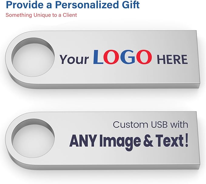 Customizable Flash Drives 32GB, Wooolken Personalized USB 2.0 Thumb Drives 10/20/50/100 Pack, Logo Pendrive Custom Memory Stick USB Engraved Logo (Metal)
