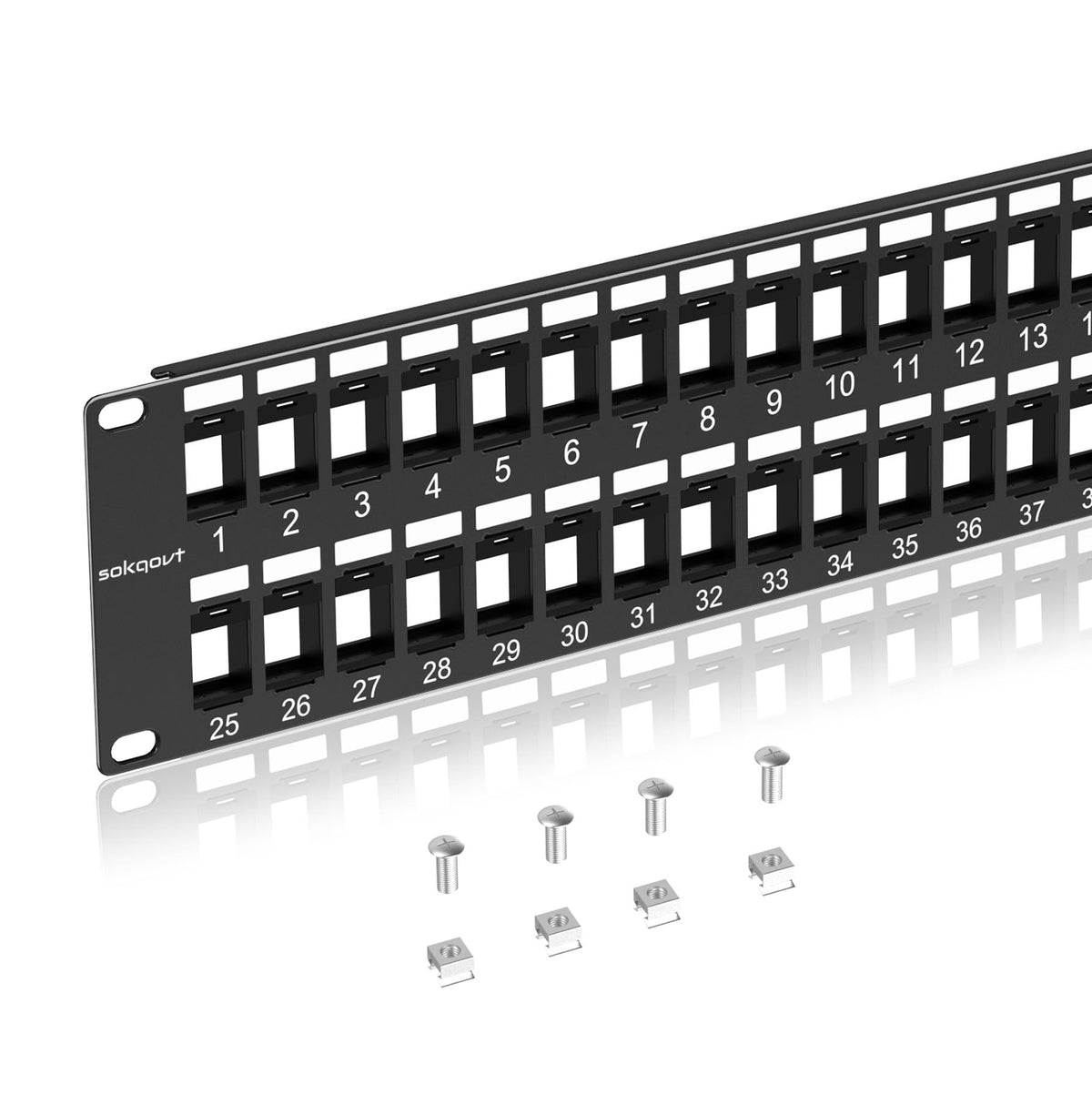 Sokqovt 24 Port Blank Keystone Patch Panel with Snap-in Design (4 Pack), Cat6 Network Patch Panel 1U 19 inch, Rack Mount Ethernet Patch Panel (for Slim Keystone Only)