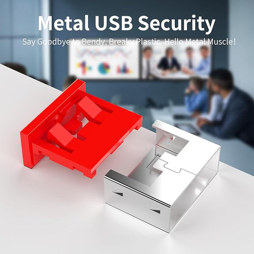 24PCS USB Metal Port Lock Blocker with 2 Keys - Secure USB-A Port Protector for PC/Laptop, Anti-Theft Data Security Lock, Dust & Moisture Proof Cover, Removable Type-A Connector Red
