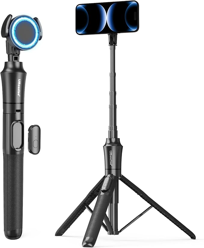 UBeesize 72'' Magnetic Tripod for iPhone with Remote, Extendable Cell Phone Tripod Stand, Compatible with MagSafe, Selfie Stick Tripod for iPhone 15 14 13 12 11 Series and Android Phones