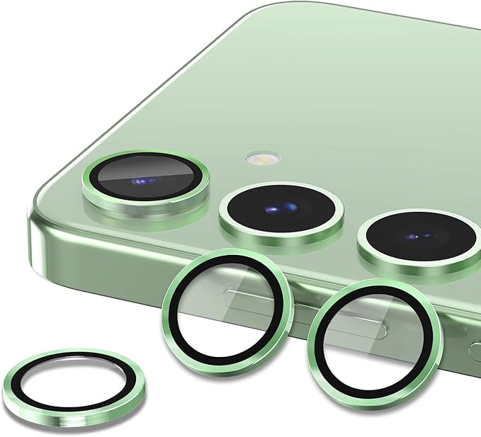 for Samsung Galaxy S25 Camera Lens Protector, Individual Metal Ring Tempered Glass Lens Cover, [Strong Adsorption] Scratch Resistant Ultra-Thin HD Clear Lens Cover, 1 Set-Light Green