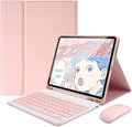 AnMengXinLing Keyboard Case for iPad mini 7th(A17 Pro) 2024/Mini 6th Generation with Mouse,Case for iPad mini7/mini6 with Detachable Wireless Keyboard Pencil Holder Slim Smart Cover, Pink