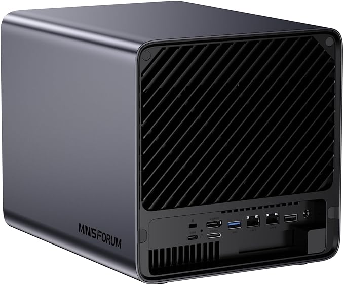 MINISFORUM N5 Pro-P370 5-Bay Desktop NAS(0+128GB), AMD Ryzen AI 9 HX Pro 370 12C/24T Up to 5.1GHz, 10GbE+5GbE, 3× M.2/U.2, OCuLink, HDMI/2 x USB4 4K 144Hz, PCIe ×16, MinisCloud OS