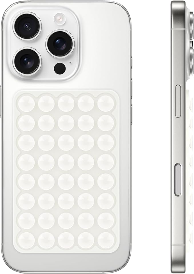 Silicone Suction Phone Case Mount, Non Slip Suction Cup Phone Mount, Phone Accessories Holder for Selfies and Videos, Silicon Adhesive Phone Stand Sticky for Cell Phone White