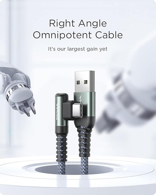 AINOPE USB to USB C Cable 6.6FT 3.1A Fast Charge, Right Angle Fast Charger Type C Cable, Resistant Nylon Braided USB C Cord Compatible Galaxy S10 S9 S21, LG V30,V20,G6，Samsung Fast Charger