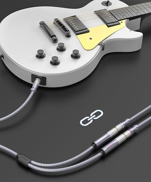 Microphone Splitter 2 Feet/60CM TRS 1/4 inch Splitter 1 Male to 2 Female, 6.35mm Stereo Male Plug to Dual 6.35mm Female-Grey (1PACK)