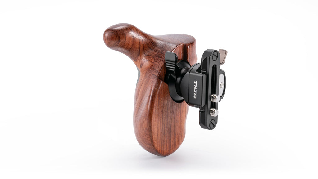 Tilta Advanced Left Side Wooden Handle (NATO Rail - Type VIII) | Black Walnut Wood & Aluminum Alloy Build | Quick Release Button