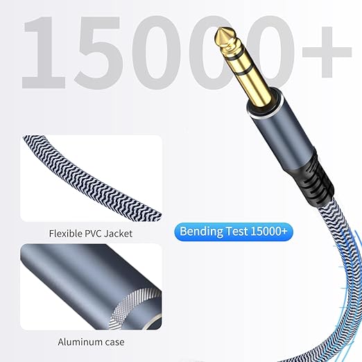 1/4 inch Extension Cable 10ft, 1/4" Male to Female Stereo Headphone Guitar Cable