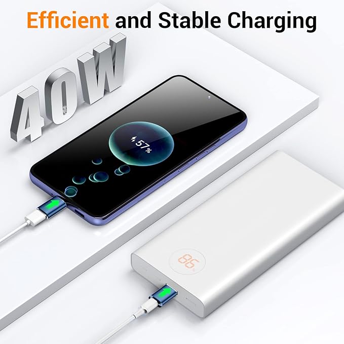 𝟒𝐏𝐚𝐜𝐤 𝐔𝐩𝐠𝐫𝐚𝐝𝐞𝐝 USB to USB C Adapter,USB C Male to USB 3.0 Female OTG Converter for iPhone 16 15 14 13 Plus Pro Max,Apple Watch,Airpods,S24 Ultra, Gender Changers OTG Adapters - Blue/Black