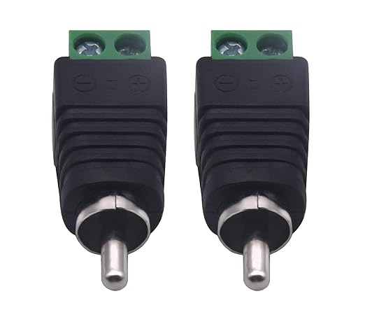 RCA Plugs for Speaker Wire，RCA to AV Screw Terminal Connector, Phono RCA Male Plug Solderless Converter Audio/Video Speaker Wire Connectors Solderless Adapter