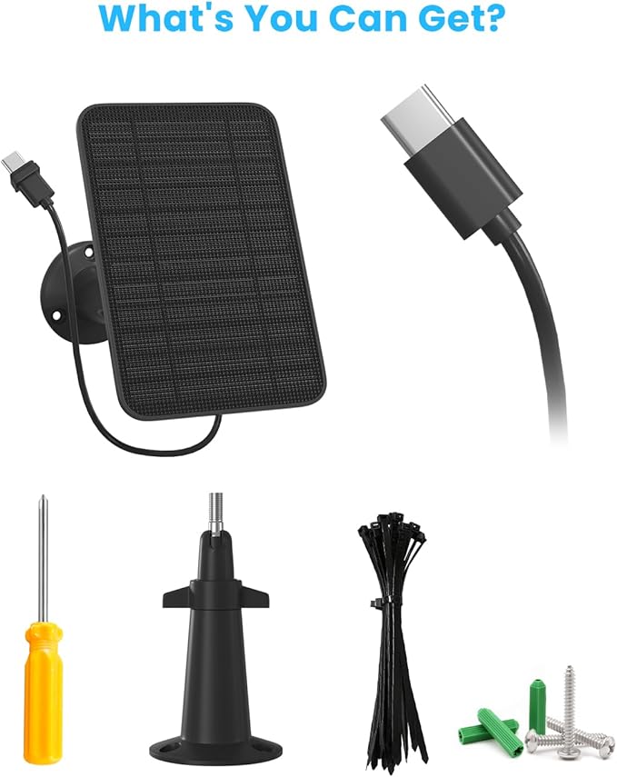5W Solar Panel for Blink Camera Outdoor, Solar Panel Charger Compatible with Blink Outdoor 4 (4th Gen) Camera, Solar Panel w/Battery for Blink Camera, 9.8ft Cable Rubber Plug IP65 Waterproof, 4 Pack