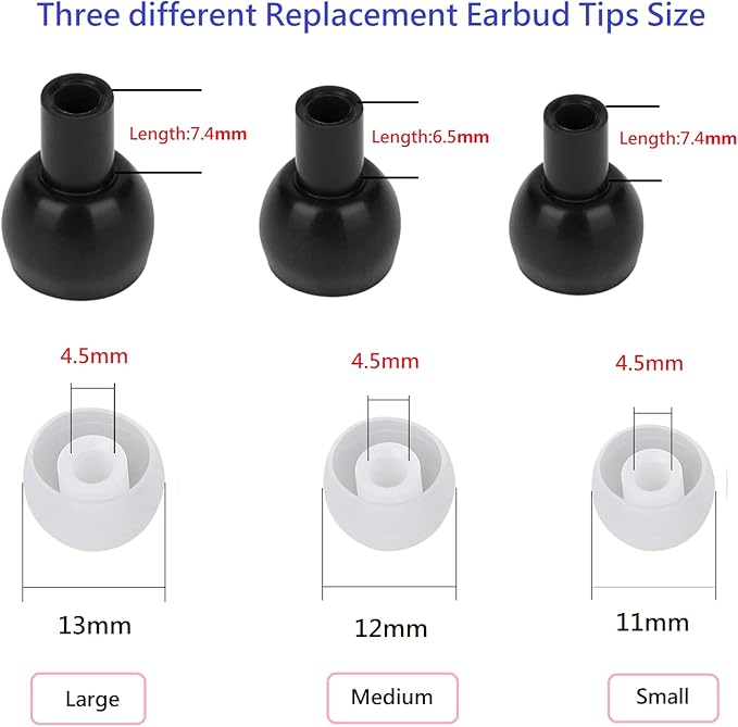 36 Pieces Medium Earbud Tips Soft and Comfortable Ear Bud Replacement Pieces Silicone Fit Most in-Ear Headphones，Inner Hole 3.8mm -5.5mm，Medium Clear White Replacement Eartips