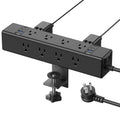 CCCEI 20W Per Side USB-C Desktop Outlet Station, Clamp Power Strip Surge Protector 4800J, Home Office Standing Desk Organizers and Accessories, 10FT 14AWG 15A Extension Cord, Switch, ETL Listing.