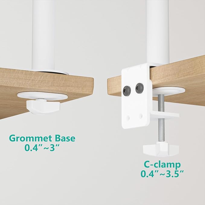 WALI Single Monitor Mount for 1 Computer Screen up to 32 inch, Fully Adjustable Monitor Arm Holds up to 22 lbs (M001S-W), White