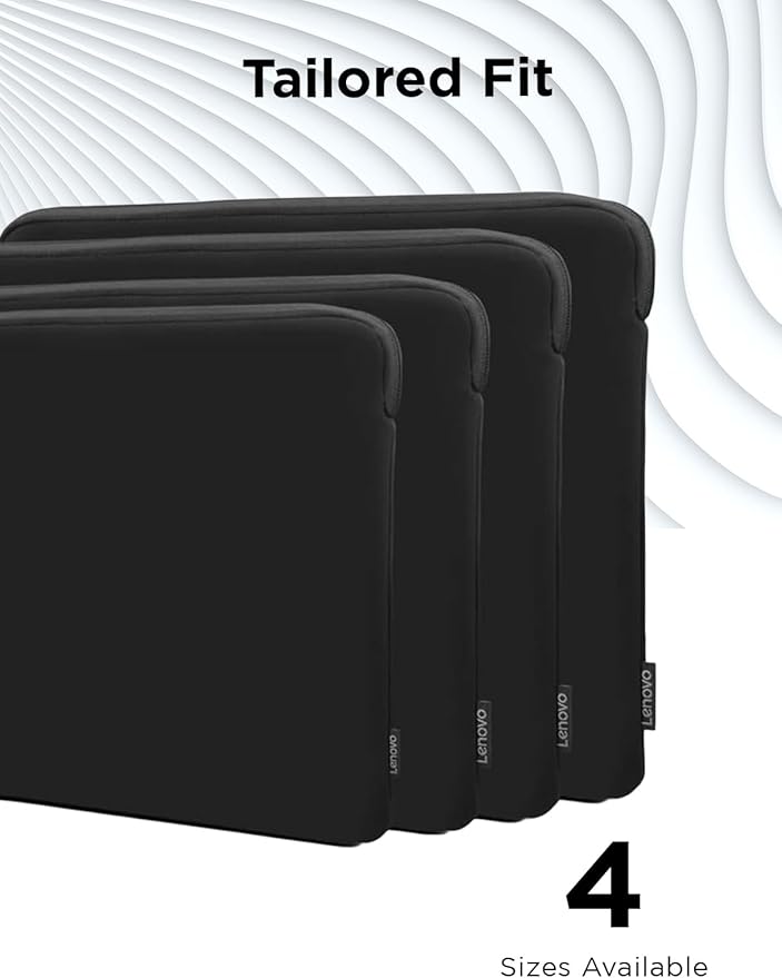 Lenovo Basic Laptop Sleeve 15.6 Inch Notebook/Tablet Compatible with MacBook Air/Pro Neoprene Material - Soft Fleece Lining - Zippered Top Opening - Black
