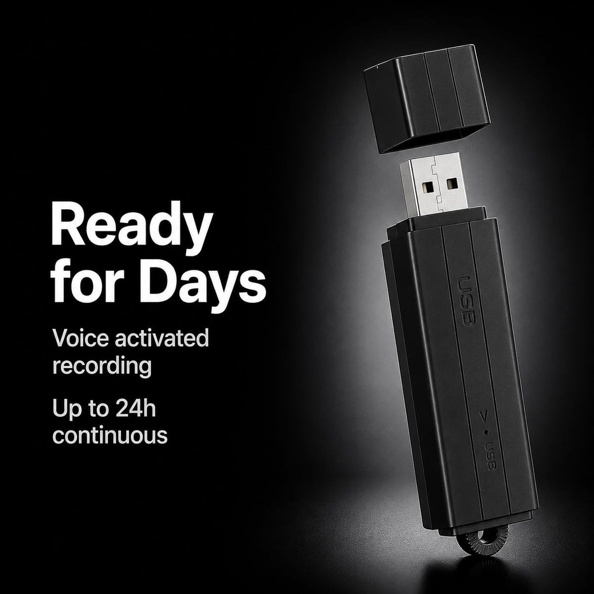 USB Voice Recorder 24 Hours Continuous Recording, 288 Hours Storage Capacity, Easy File Access, Compact for Meetings and Lectures