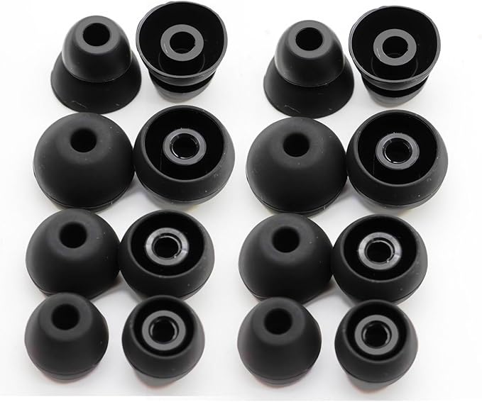 Replacement Ear Tips for Beats Urbeats2.0 Tour2.0 ibeats Beats x, Beats Flex Secure Fit for Powerbeats Pro Silicone Earbuds Washable Sweat-Resistant Noise Isolation 8 Pairs (Black)