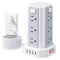 Power Strip 6.5 Ft Extension Cord with 12 AC Multiple Outlets 4 USB (1 USB C), SMALLRT Power Strip Tower Desktop Charging Station for Home Office College Dorm Essentials