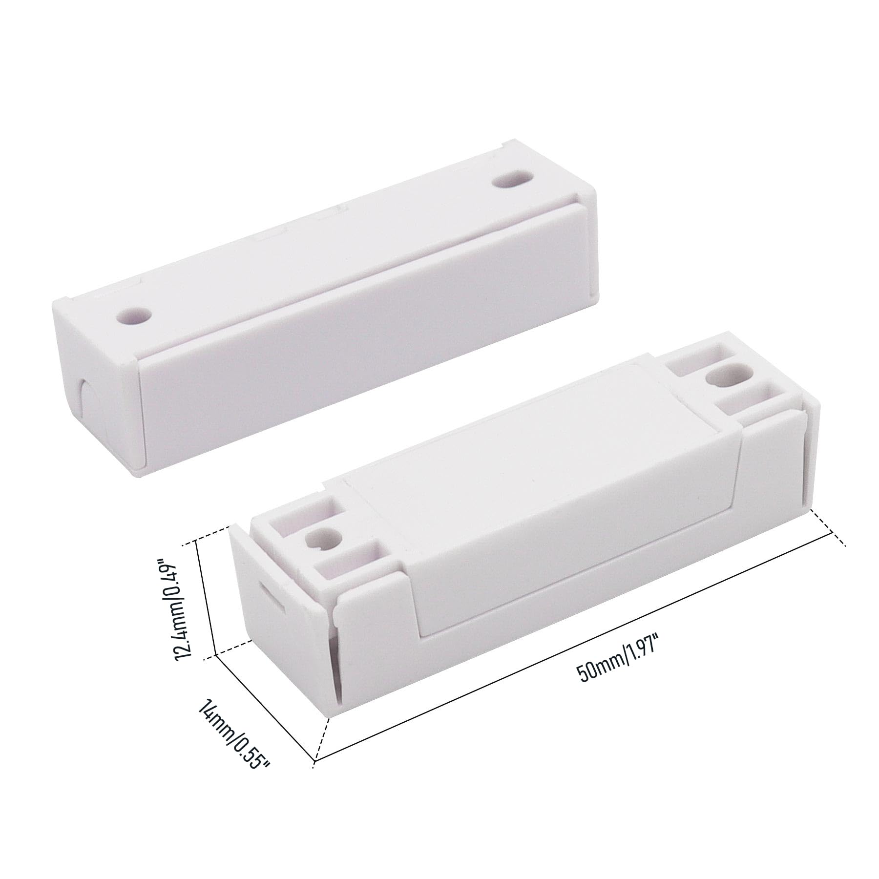 FOCMKEAS 5Pcs Magnetic Reed Switch, NC, 2 Wire, ABS White, MC-44b