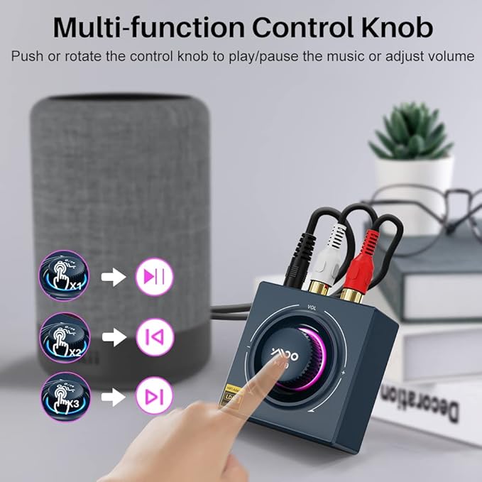 YMOO B06T3+ LDAC Bluetooth 5.2 Receiver for Home Stereo, Aptx SBC AAC Bluetooth Audio Adapter,30ms Low Latency, RCA 3.5mm Jack Aux HiFi for Speaker/Older Stereo/Amplifier from Phone/Tablet/Laptop