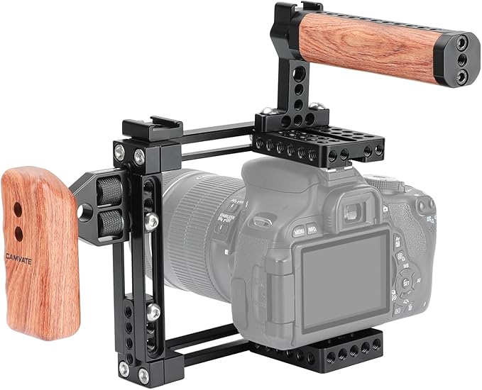 CAMVATE Universal Adjustable Camera Cage Fit for Right Handle and Left Handle Camera(Only Come with Left Handle Grip) - 1726