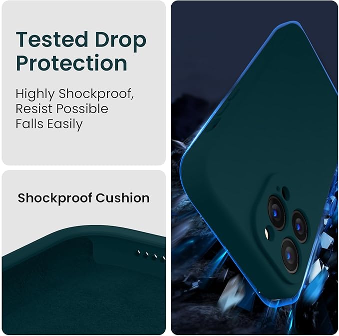 FireNova for iPhone 14 Pro Case, Silicone Upgraded [Camera Protection] Phone Case with [2 Screen Protectors], Soft Anti-Scratch Microfiber Lining Inside, 6.1 inch, Teal