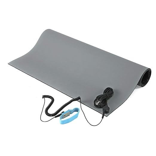 MWRF ESD Mat Kit with Wrist Strap and Grounding Cord - MWRF Source (18 Inches x 30 Inches x 0.12 Inch, Grey)