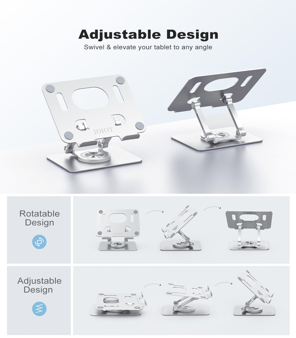 JOIOT Adjustable Tablet Stand for Desk, Foldable Portable Holder