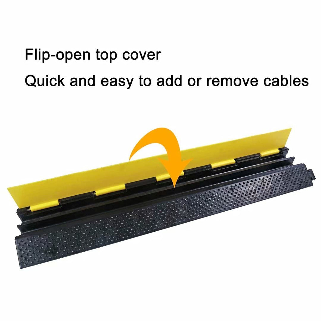 YONSHENG Rubber Cable Ramp Cord Cover Cable Protector Ramps Wire Hose Protective 2 Channel 22000Lbs Load Capacity Traffic Speed Bump for Asphalt Concrete Gravel Driveway Indoor Outdoor, 5 Pack