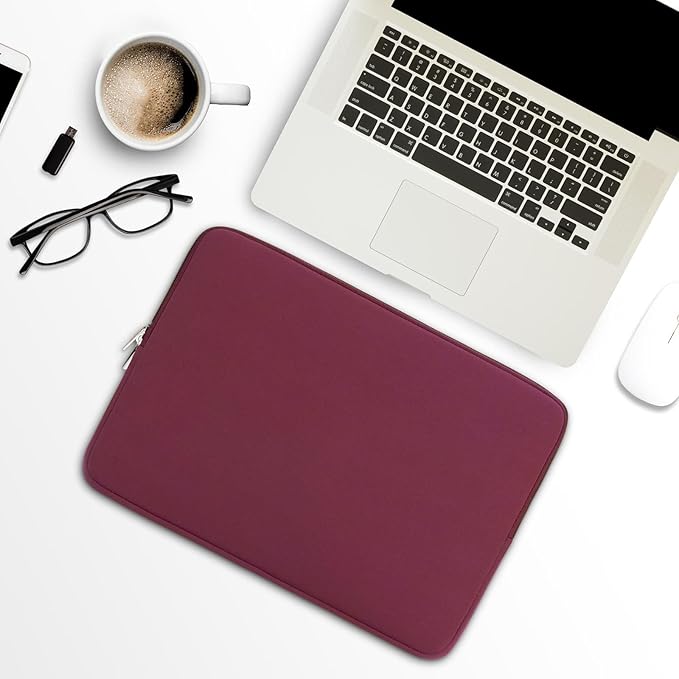 RAINYEAR Laptop Sleeve Case Compatible with 13.3 Inch Notebook Computer Tablet Chromebook 14" MacBook Pro M1 M2 M3 M4 Pro/Max Soft Cover Protective Case Zipper Carrying Bag (Red, Upgraded Version)