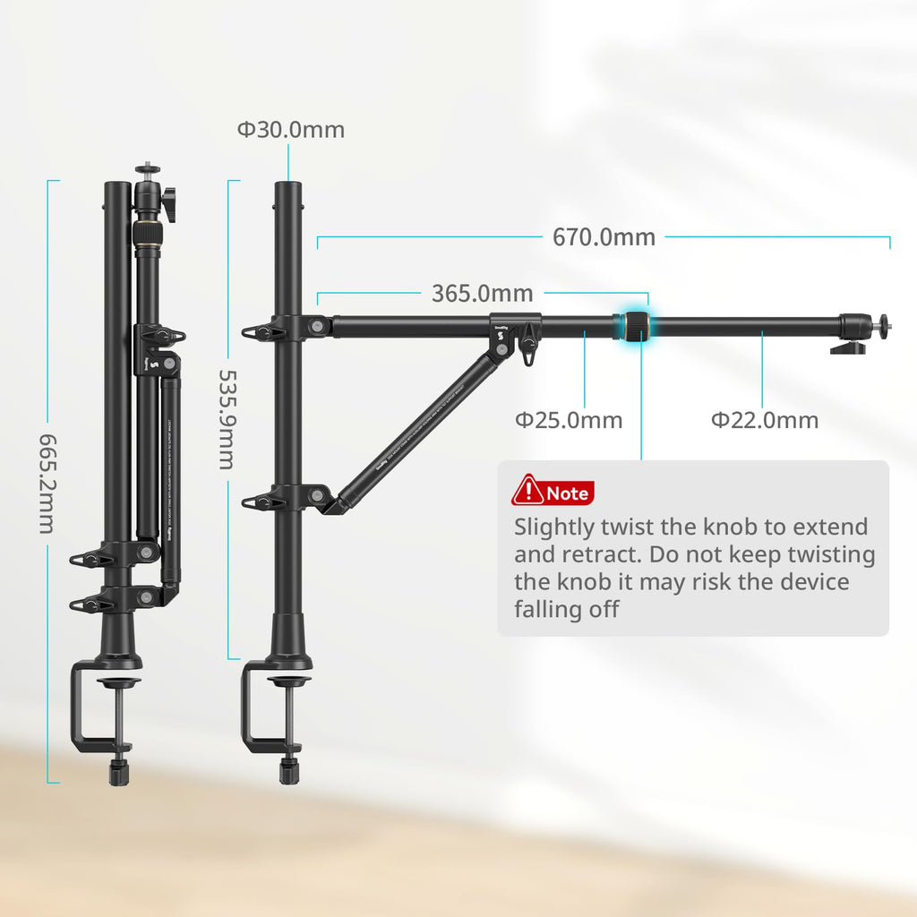SMALLRIG Triangle Camera Desk Mount, Overhead Desk Clamp Phone Mount