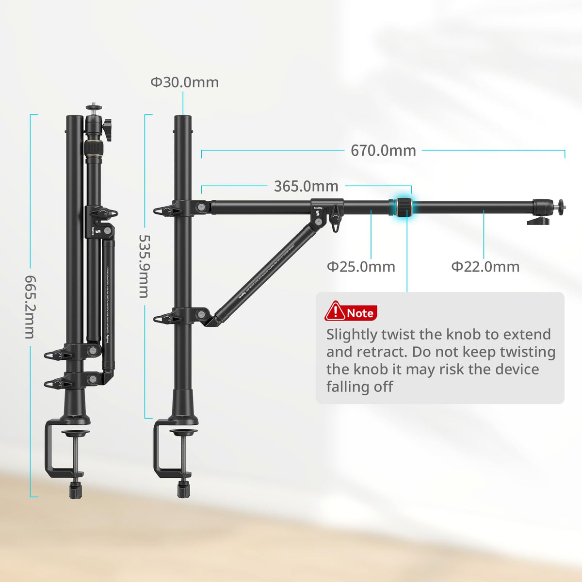 SMALLRIG Triangle Camera Desk Mount, Overhead Desk Clamp Phone Mount