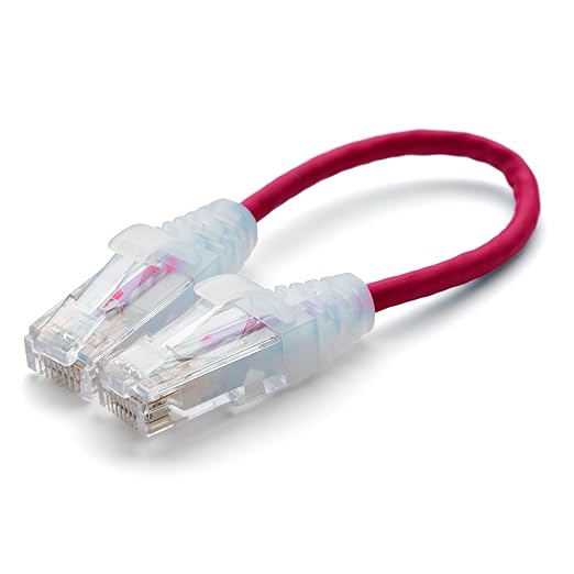TRUECABLE Cat6 Component Rated Patch Cable, Unshielded (U/UTP), 6in, Red, 28AWG Solid Copper, Snagless 10G High-Speed Ethernet Cable, PoE++ 4PPoE 100W, UL Listed, RoHS-3, 1 Pack