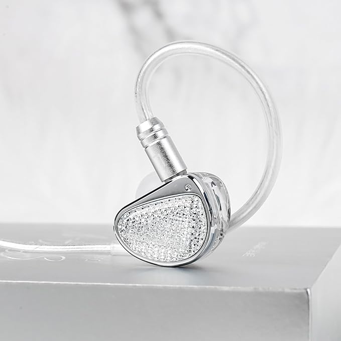 STA-K In Ear Monitor, EarAcoustic Audio HiFi Stereo Wired Earbuds,Hybrid Dual Drivers IEM Headphones,Crystal Clear Sound IEM Earphones with 2 Pin Detachable Cable for Musicians(NO Microphone,Silver)