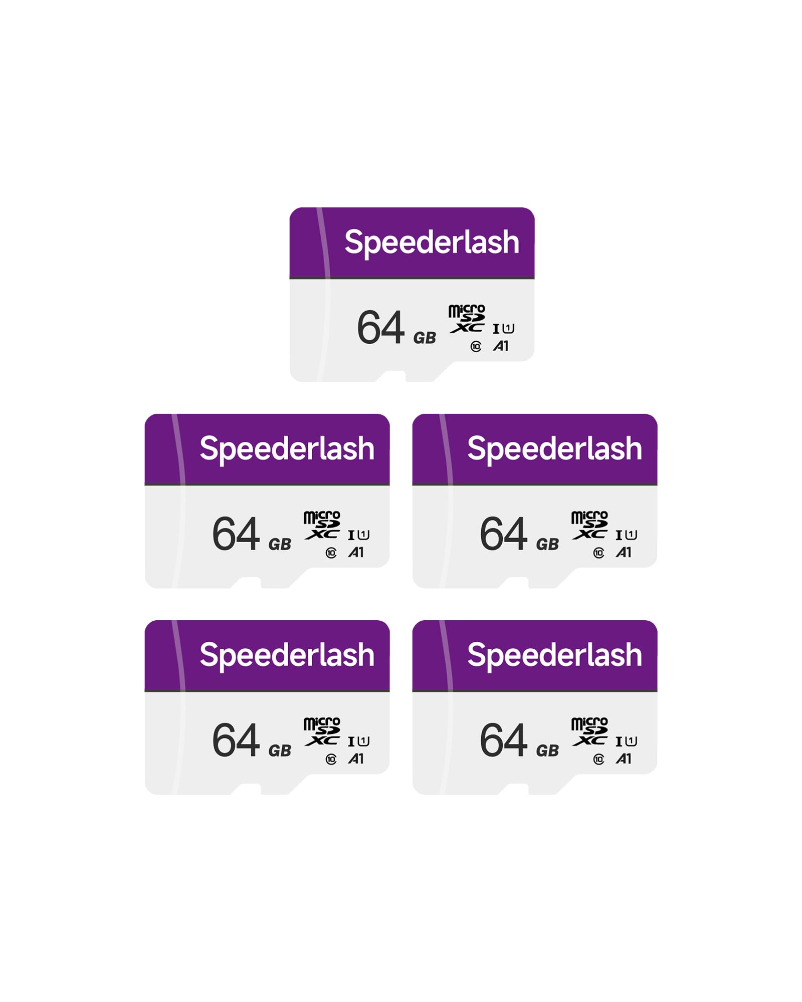 Speederlash Memory Card 64GB 5 Pack, Blank Digital Storage Media, Electronic Memories, Machine-readable