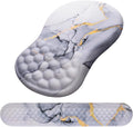 Mouse Pad Wrist Support, Laokiiy 2 in1 Keyboard Wrist Rest+ Ergonomic Mouse Pad, Non-Slip Wrist Rest for Computer Keyboard, Made Easy Typing & Relieve Wrist Pain(White Gold Gray Marble)