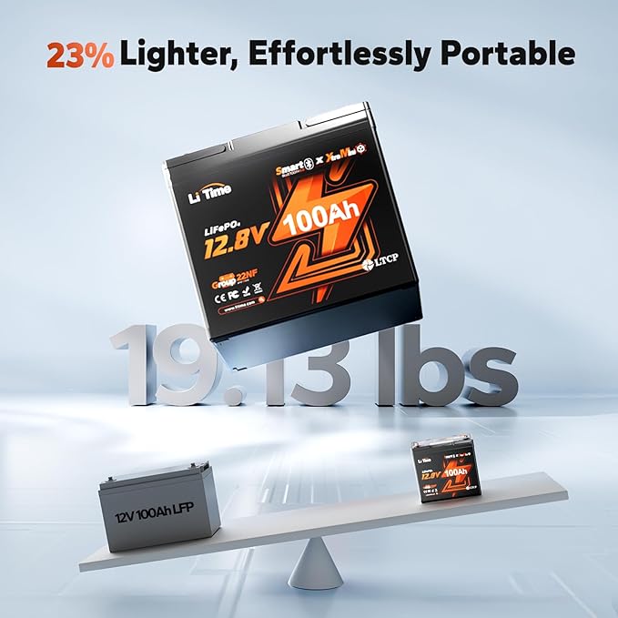 LiTime 12V 100Ah Xtra-Mini Bluetooth Small LiFePO4 Battery (2)