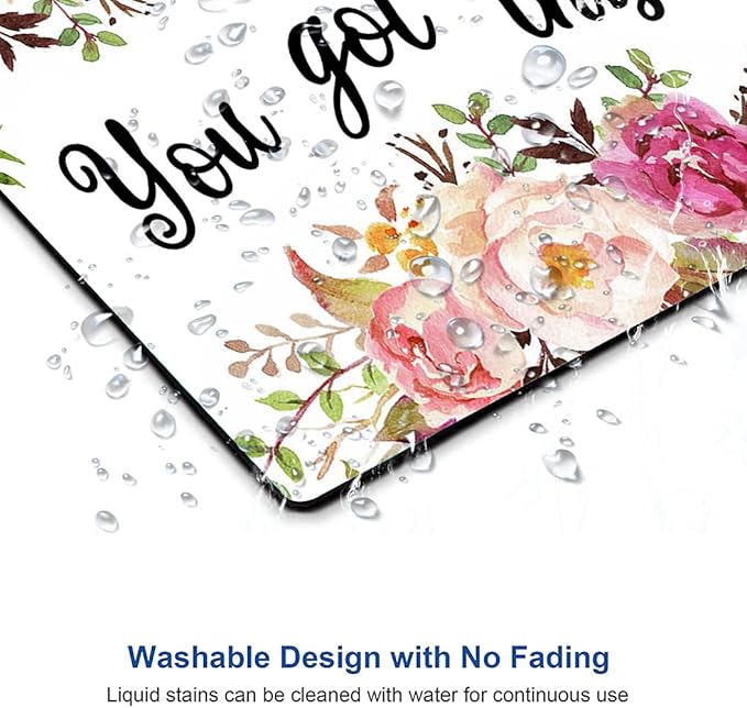 Hokafenle Mouse Pad Motivational, Cute Floral Mouse Pad with Inspirational Quote, You Got This Mousepad Design, Mouse Mat Square Waterproof Non-Slip Rubber Base Mouse Pads for Office Home Laptop