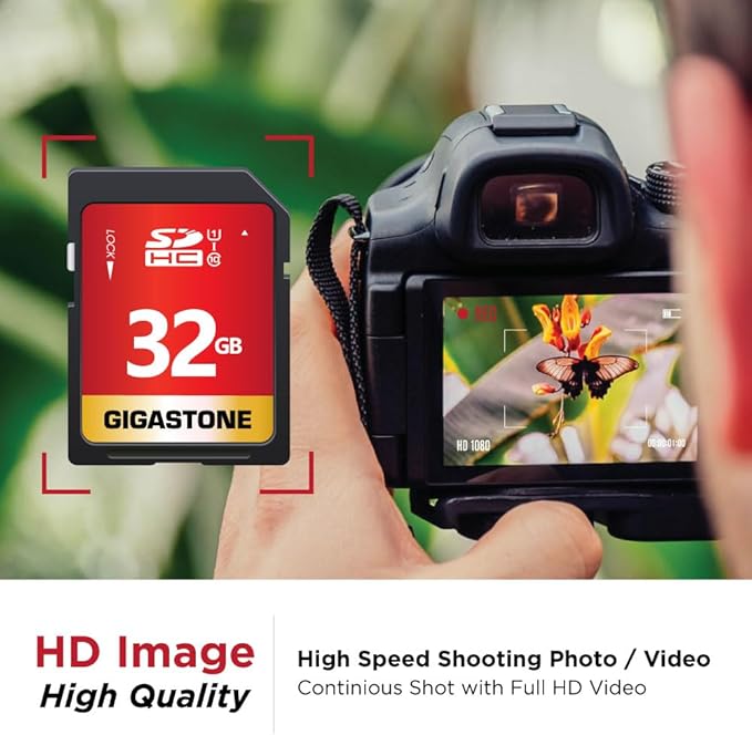 GIGASTONE 32GB SD Card 5 Pack UHS-I U1 Class 10 SDHC Memory Card Full HD Video Compatible with Canon Digital Camera, SPYPOINT TACTACAM Trail Camera, with 5 Mini Cases
