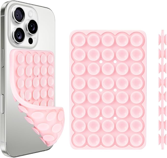 Giumel 2PCS Silicone Suction Phone Case Mount,Non Slip Suction Cup, Hands-Free Phone Accessories Holder for Selfies and Videos,Silicone Adhesive Stand Sticky for Cell Phone Rose red