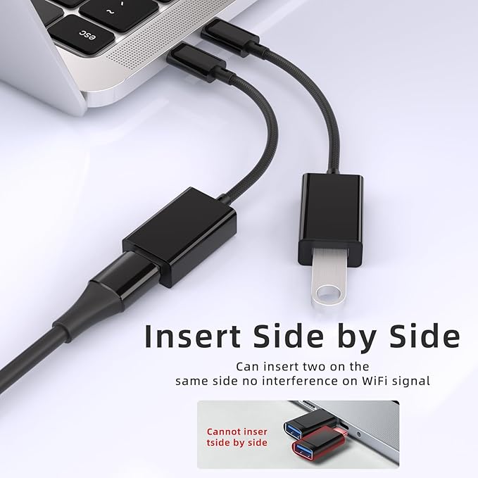 USB C to USB 3.0 Adapter [2 Pack], USB C Male to USB Female OTG Cable Thunderbolt3 to USB Adapter Compatible with MacBook Pro/Air, iPhone 16 Pro Max/16 Plus/16/15, Galaxy S24/S23/S22/S21
