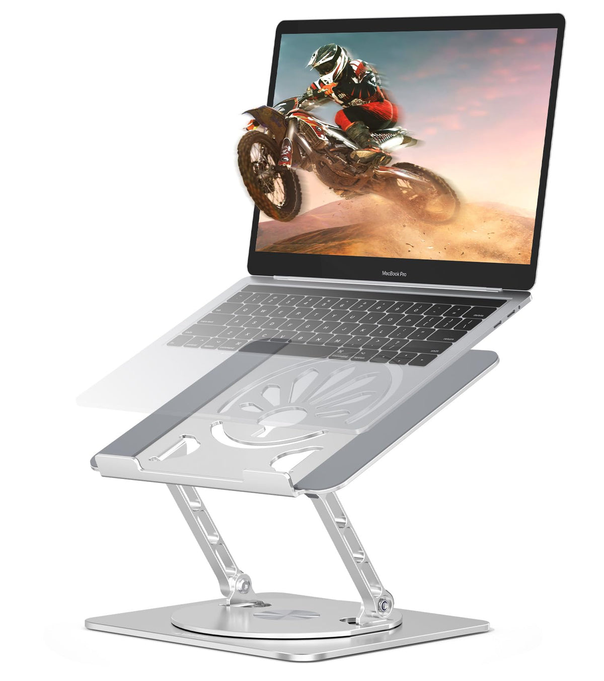 Axbima Adjustable Rotating Laptop Stand for Desk, Aluminum Riser, Silver
