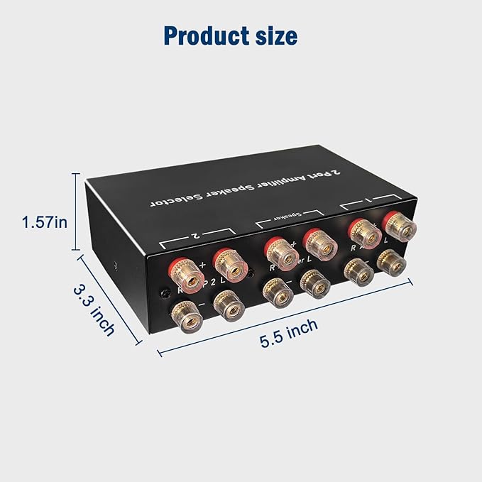 Y.D.F 2 Port Amplifier Speaker Selector, 2(1)-in-1(2)-Out Amp Speaker Switcher Selector, AMP A/B Switch Splitter 2-Way Loudspeaker Control Combiner Box