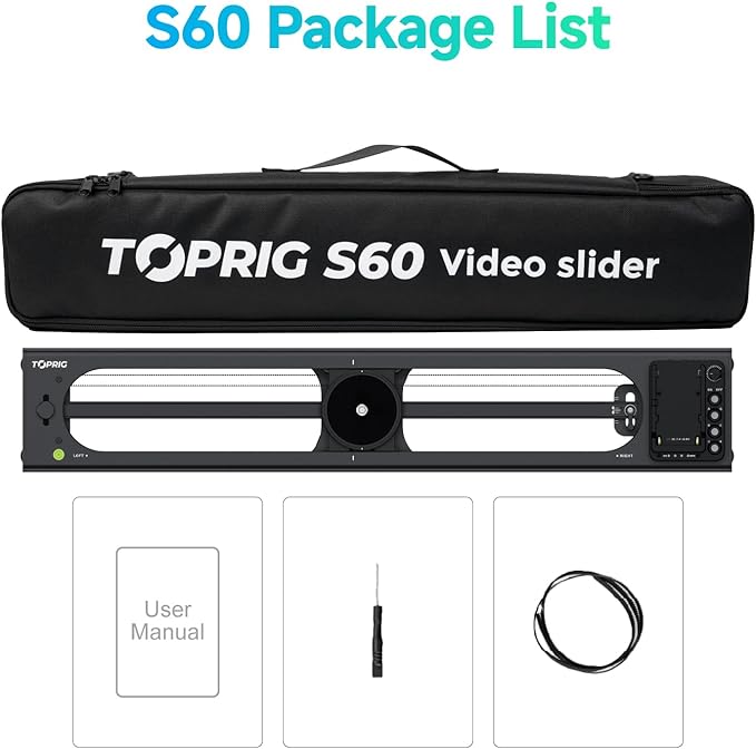 Accsoon Toprig 24inch/60cm Motorized Camera Slider, Button/APP Dual Control, Speed Adjust/Time-Lapse/120° Panoramic Shooting/Loop Mode, Compatible with DSLR Camera, Gopro, Camcorder, Smartphone(S60)