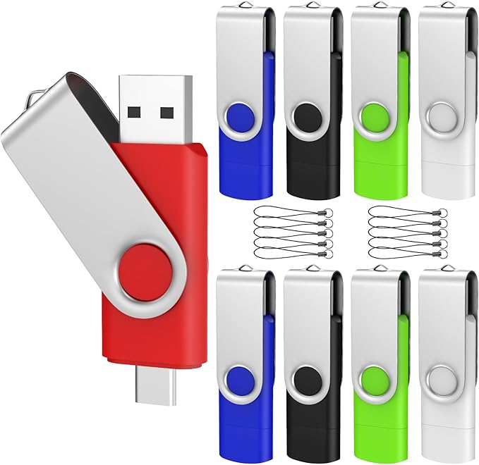 ABLAZE 32GB USB C Flash Drive 10 Pack, OTG USB 2.0 + Type C Memory Stick Dual Type C Thumb Drive Compatible with iPhone 16/15, Android Smartphone, Computers, Tablets, Mac,iPad,PC