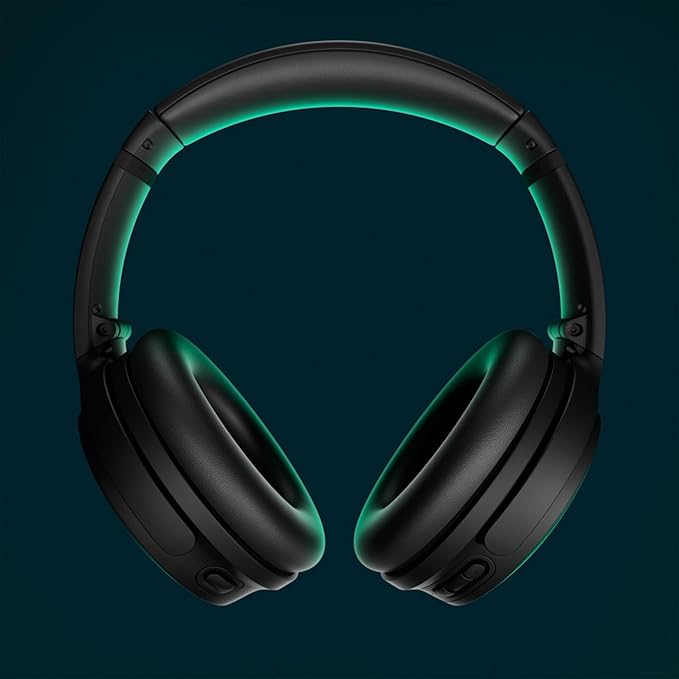 Bose QuietComfort Bluetooth Headphones, Wireless Headphones with Active Over Ear Noise Cancelling and Mic, Deep Bass, Up to 24 Hours of Playtime, Black