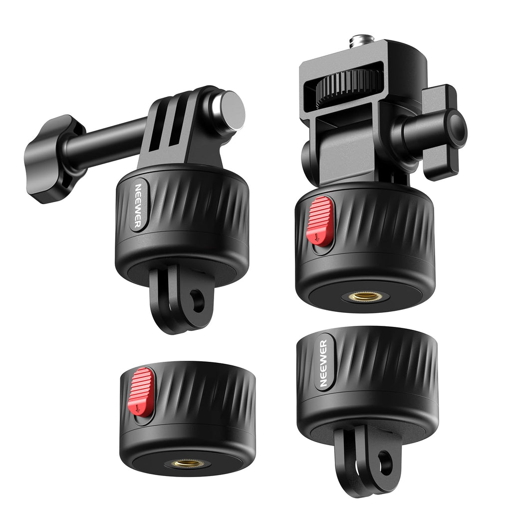 NEEWER Magnetic Action Camera Mount Kit, Compatible with GoPro Hero 13 12 11 Max DJI Osmo Action Insta360, ABS Magnetic Quick Release Mount for POV Shots, GP-24